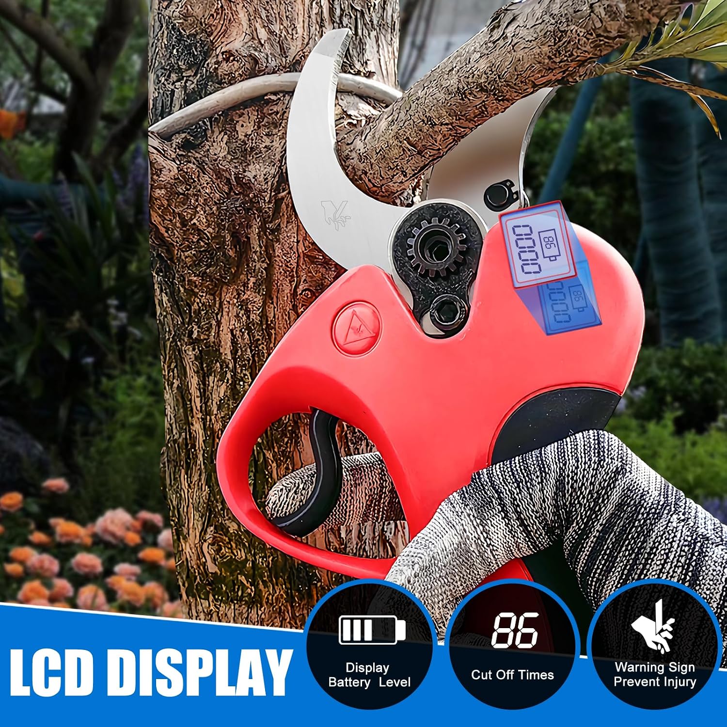 Electric Pruning Shears Cordless, 1.6'(40mm) Cordless Pruner, 2Pcs 2000mAh Battery Operated Pruning Shears & Electric Tree Pruner, SK5 Steel Blades Battery Powered Pruning Shears JOVANT
