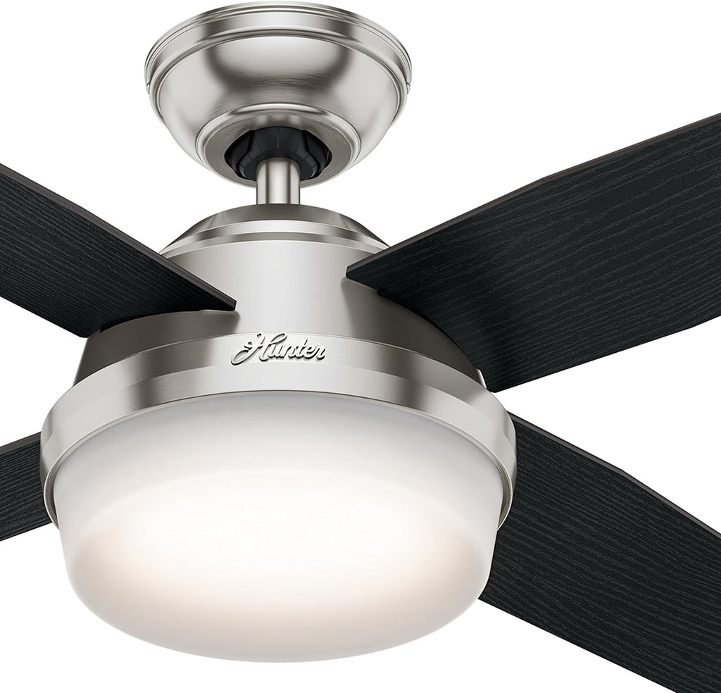 Hunter Fan 44 inch Contemporary Brushed Nickel Finish Indoor Ceiling Fan with LED Light Kit and Remote Control (Renewed)