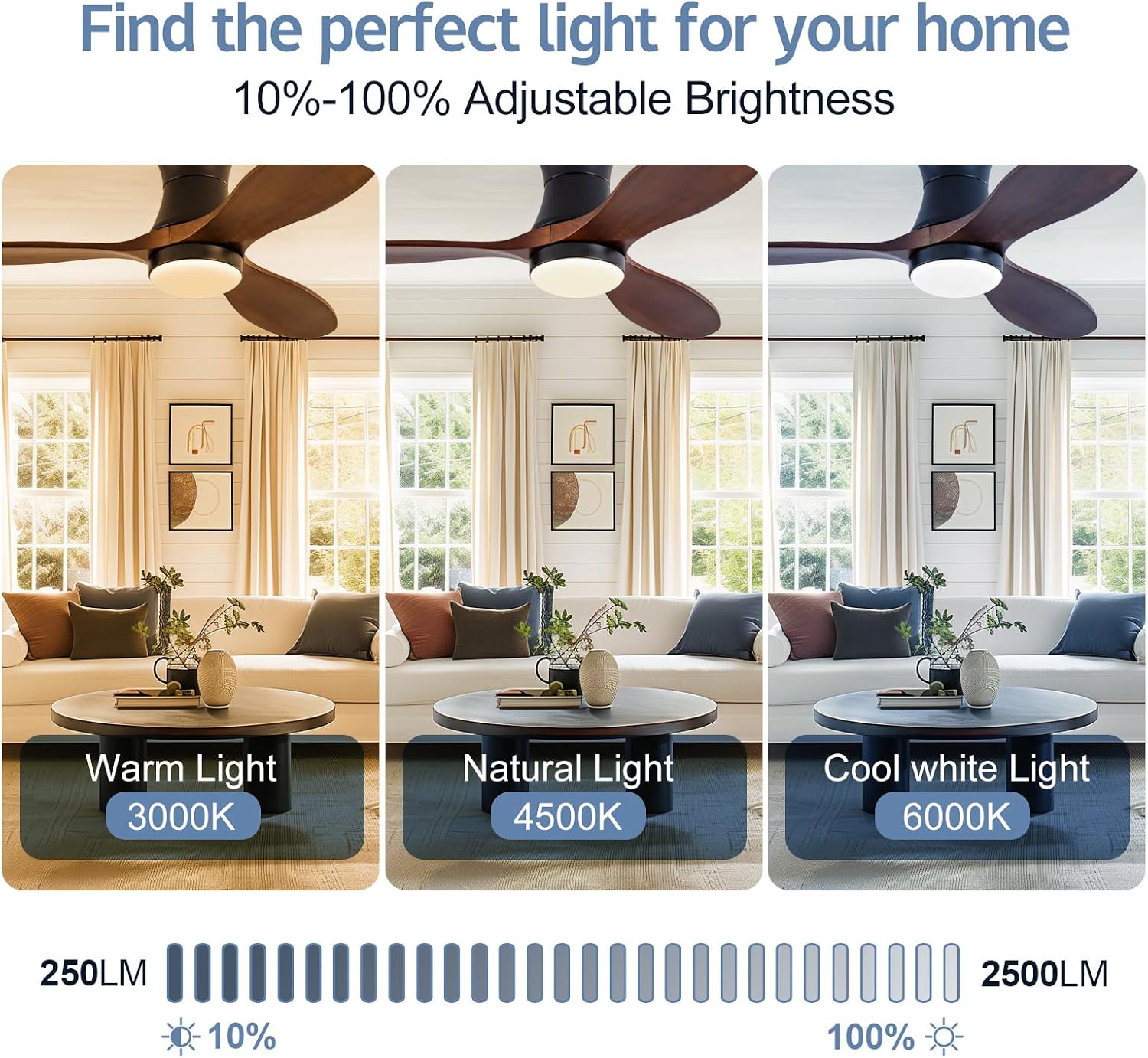 42' Smart Ceiling Fans with Lights and Remote, Compatible with Voice WIFI Alexa App Control,Solid Wood Blades,Reversible,6 Speed,Dimmable,Indoor/Outdoor Ceiling Fans for Living Room,Bedroom,Patio