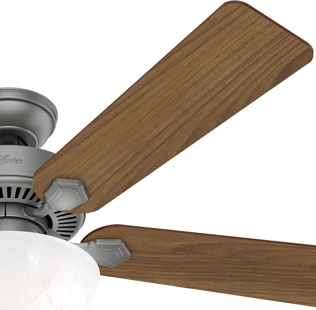 Hunter Fan 52 inch Traditional Matte Silver Indoor Ceiling Fan with Light Kit Y (Renewed)
