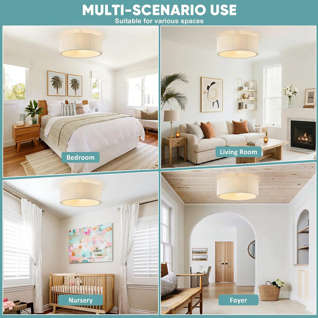 20' Boho Fandelier Ceiling Fan with Light Flush Mount, Low Profile Ceiling Fans with Lights and Remote Control, Enclosed Caged Ceiling Fan for Bedroom,Living Room,Kitchen,Foyer (6 Speeds,Timing)