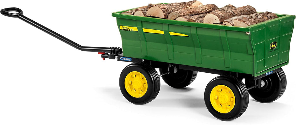 Peg Perego John Deere Farm Wagon, Extra Large Accessory for 12 Volt John Deere Tractors, Green