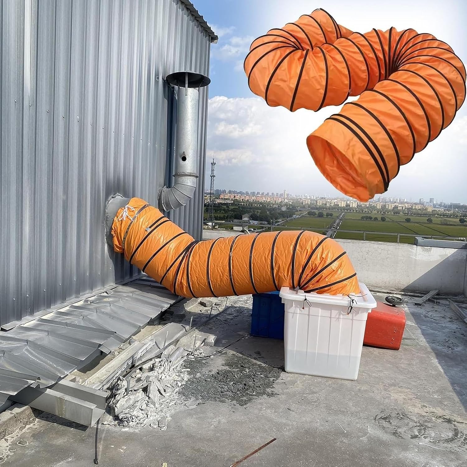 Dryer Vent Hose Length 2m - 10m/6.5ft - 33ft, PVC Nylon Cloth Flexible Duct with Clamps, Heavy-Duty Protection for HVAC Ventilation and Exhaust, Tight Space(250mm/10inch,L2m(6.5ft))