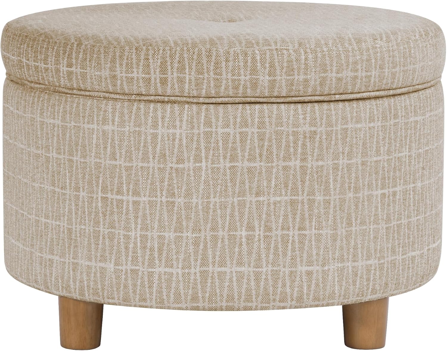 HomePop 24' Large Round Storage Ottoman - Tan Geometric Pattern