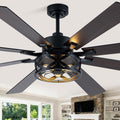 Dawn Whisper Black Ceiling Fans with Lights 72 Inch Farmhouse Ceiling Fan with Remote Quiet Reversible DC Motor 6 Speeds 8 Blades Large Industrial Chandelier Fan for Living Room Bedroom