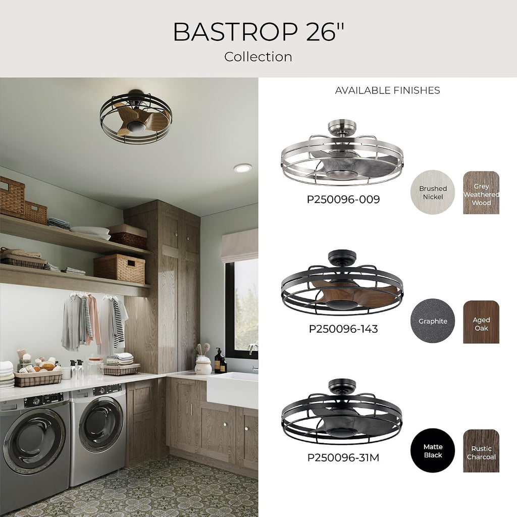 Progress Lighting P250096-143 Bastrop 26' Damp Rated Ceiling Fan, Graphite