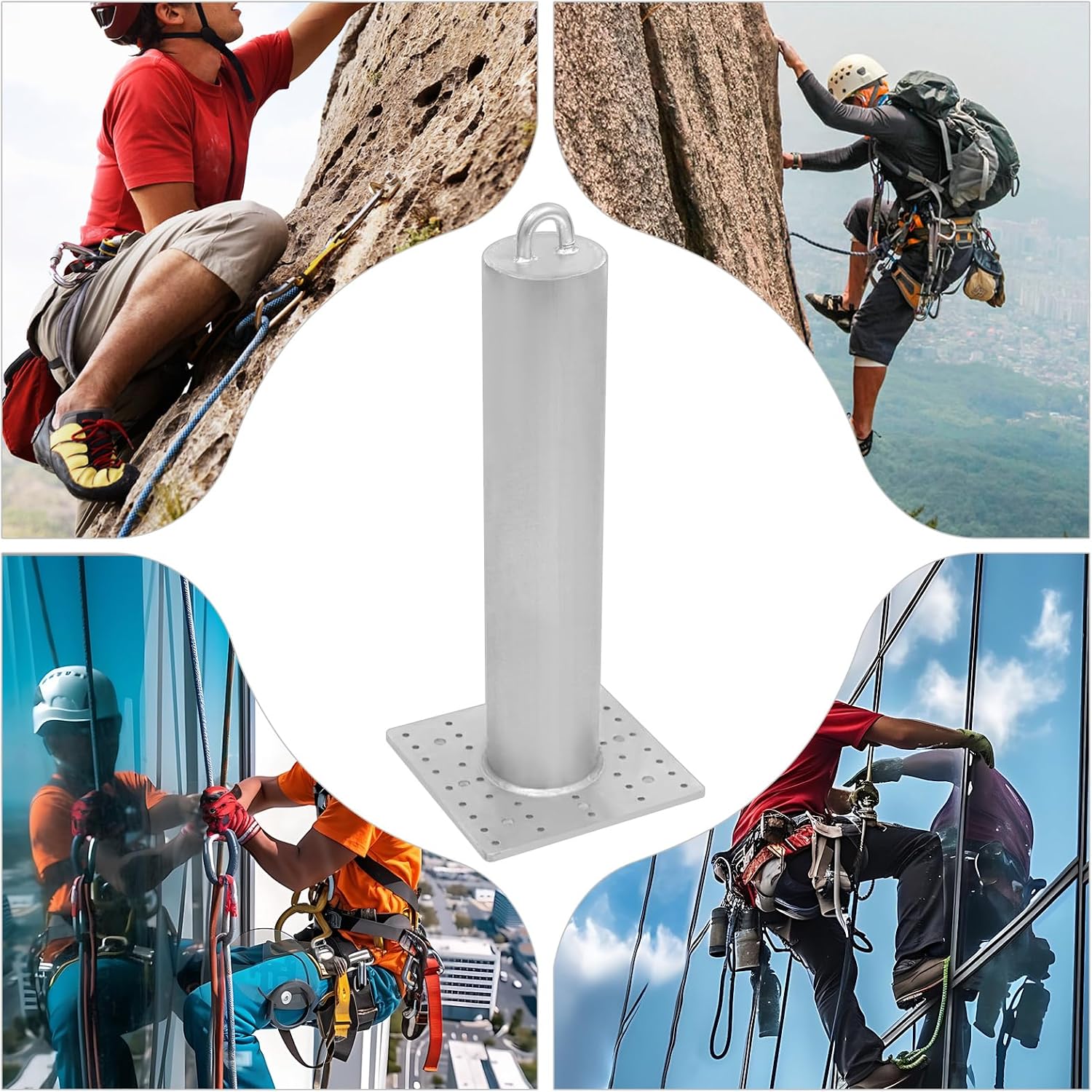 Galvanized Commercial Roof Anchor, 24-inch 5000lbs Breaking Strength, Fall Protection Anchor with 8+40 Holes for Indoor/Outdoor Use on Metal/Wood/Concrete (24inch with Screw)