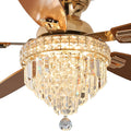 Crystal Ceiling Fan Fandelier with Lights-Ceiling Fans with Lights,50' Low Profile and Remote Control, Flush Mount, Reversible, Dimmable, Noiseless,Ceiling Fan for Bedroom（Gold）