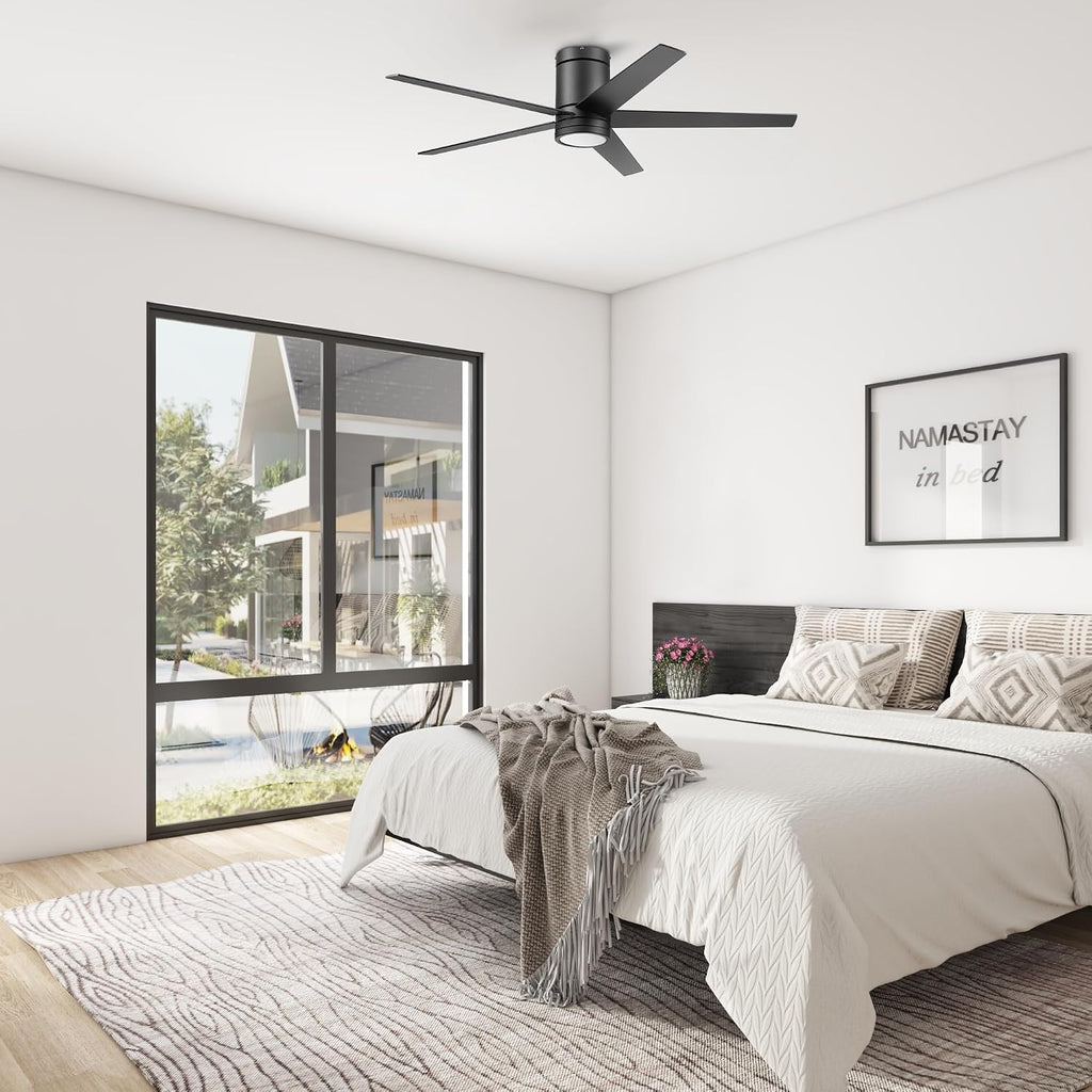 Honeywell Graceshire 52 Inch Ceiling Fan with Color Changing LED Light and Remote Control, 5 Blades, Reversible Airflow, Matte Black