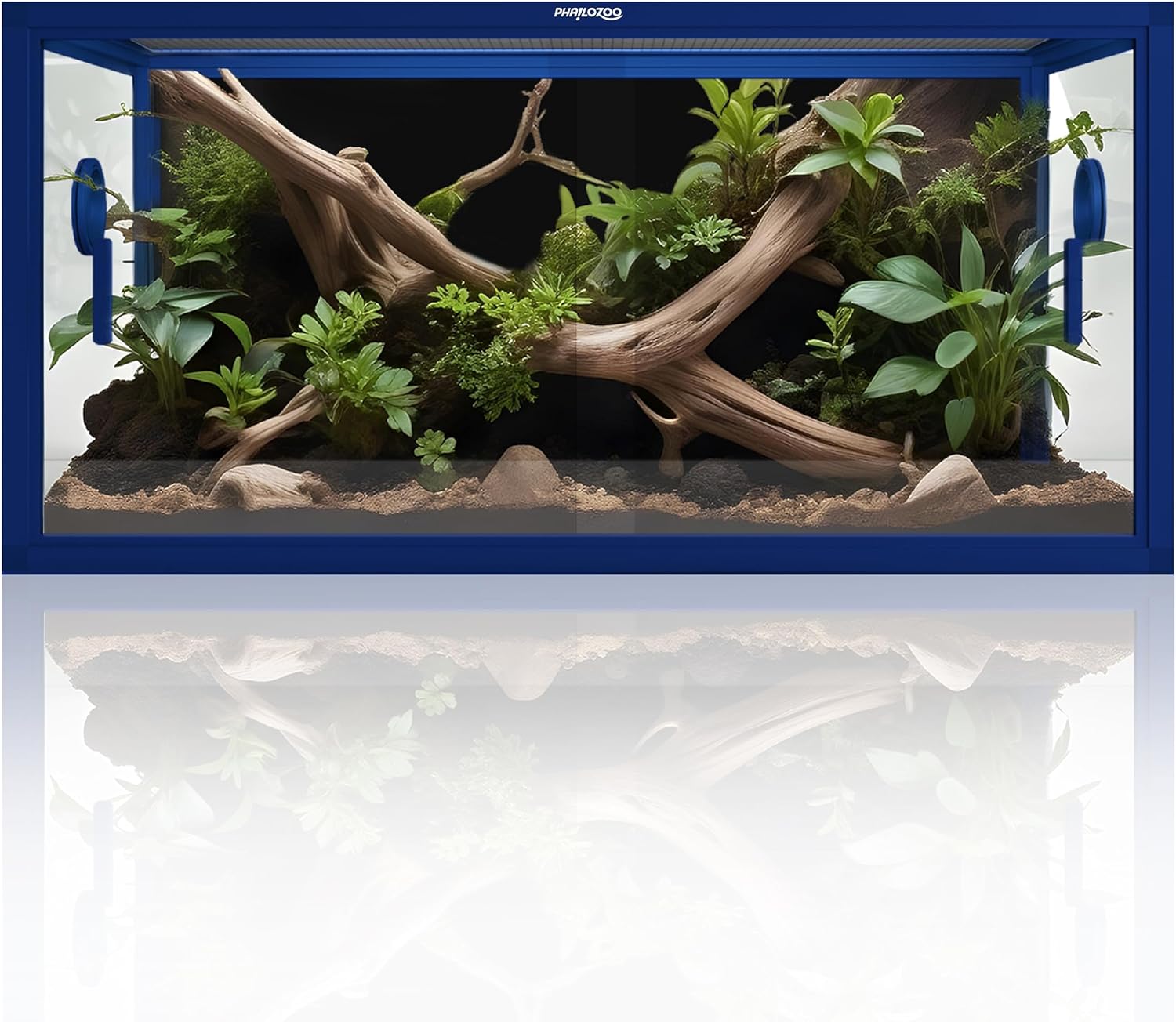Phailozoo 50 Gallon Reptile Enclosure, Colorful Aluminum Frames Reptile Tank Assemble Within 6 Steps, Rust Proof Mesh Top for Air Circulation & Light Penetration, Dual Grommets for Multiple Wire Use