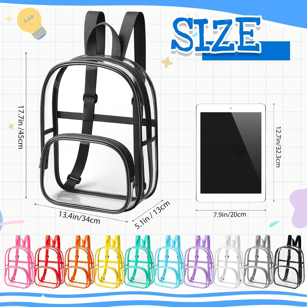 Aliceset 30 Pcs Clear Backpack Bulk Waterproof Transparent Colorful Bookbag Donation Supply Kits for Women Men (18 Inch)