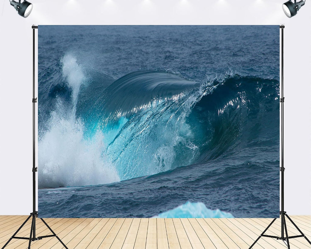 Trykid 20x10ft Turquoise Ocean Wave Backdrop Clear Dynamic Foamy Photography Background Beach Themed Tapestry Party Decoration Photo Studio Prop Fabric