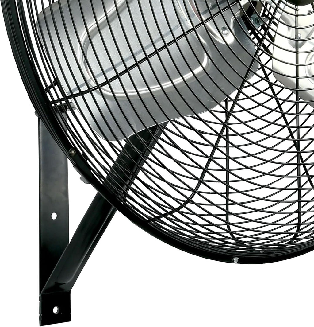 Hurricane 30' Pro Commercial Grade Oscillating Wall Mount Fan, Black - Heavy-Duty All-Metal Corded Electric Air Cooling Unit for Home, Garage, Greenhouse, or Workshop