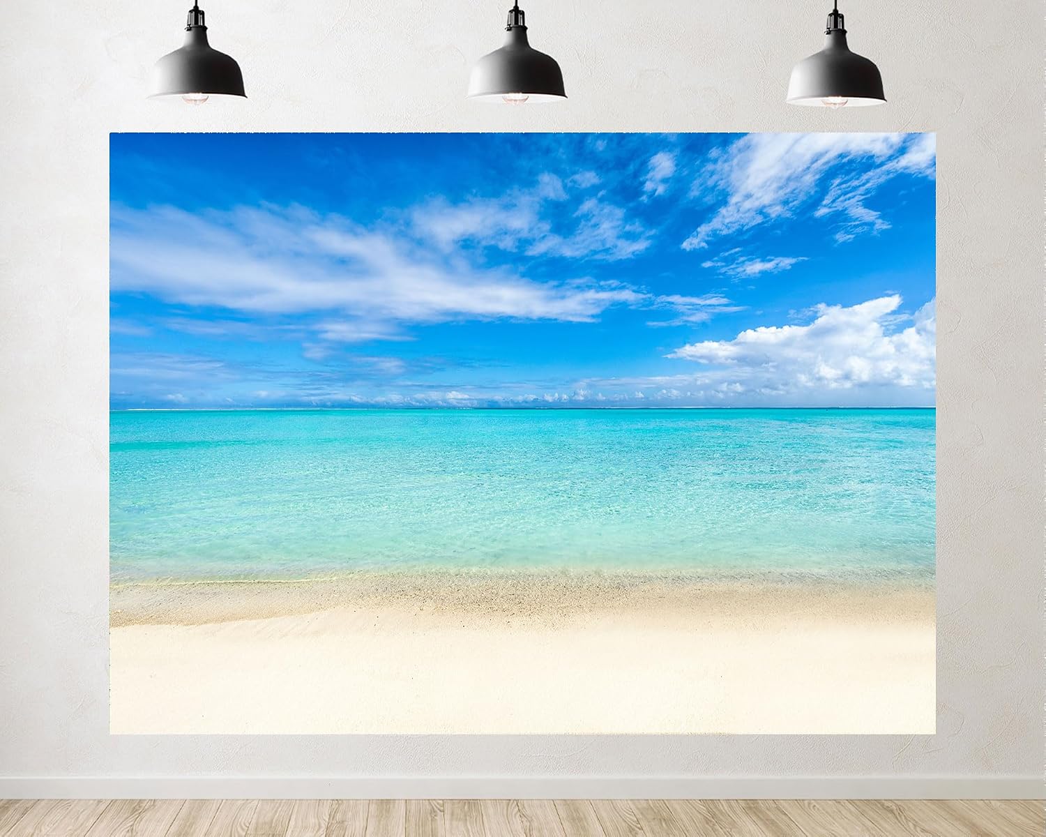 Trykid 20x10ft Turquoise Ocean Beach Backdrop Clear Sky White Sand Photography Background Tropical Paradise Tapestry Party Decoration Photo Studio Prop Fabric