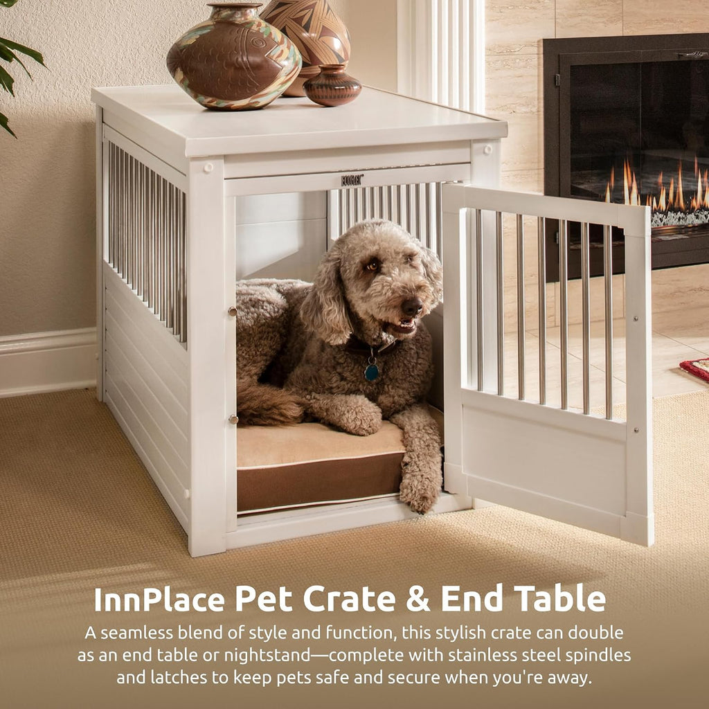New Age Pet ecoFLEX Pet Crate/End Table, Antique White, Large