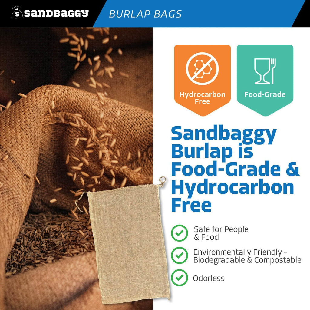 Burlap Bags 22' x 36' - Great for Planting/Gardening - Kids Sack Bag - Plant Covers - Food Grade - Sacks Burlap by Sandbaggy (Pack of 50)