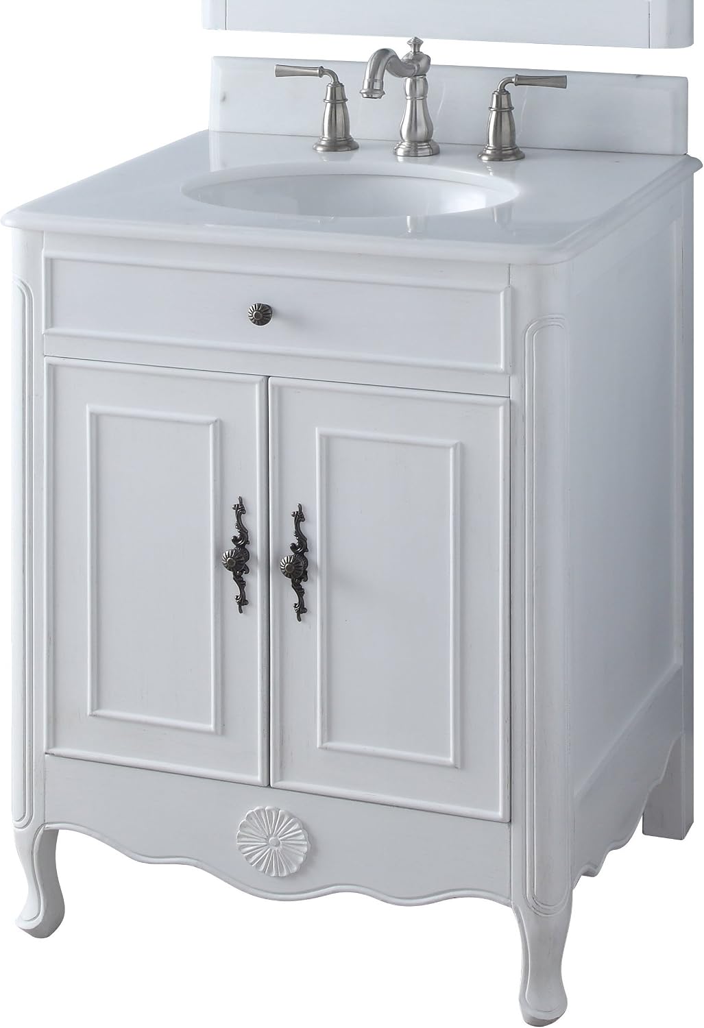 26' Daleville Antique White Shabby Chic Bathroom Sink Vanity 838AW