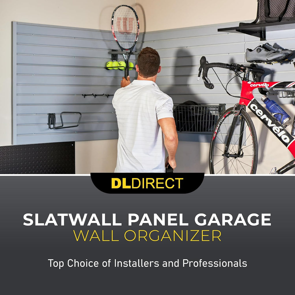 Heavy Duty 4x8 PVC Garage SlatWall Storage System (with Endcaps & Screws) - Modular Slat Wall Paneling for Garage Wall Organizer - Interlocking SlatWall Panels for Home & Commercial Use (White)