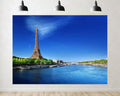 Trykid 20x10ft Eiffel Tower Backdrop Seine River Clear Blue Sky Cityscape Photography Background Travel Event Tapestry Party Decoration Photo Studio Prop Fabric