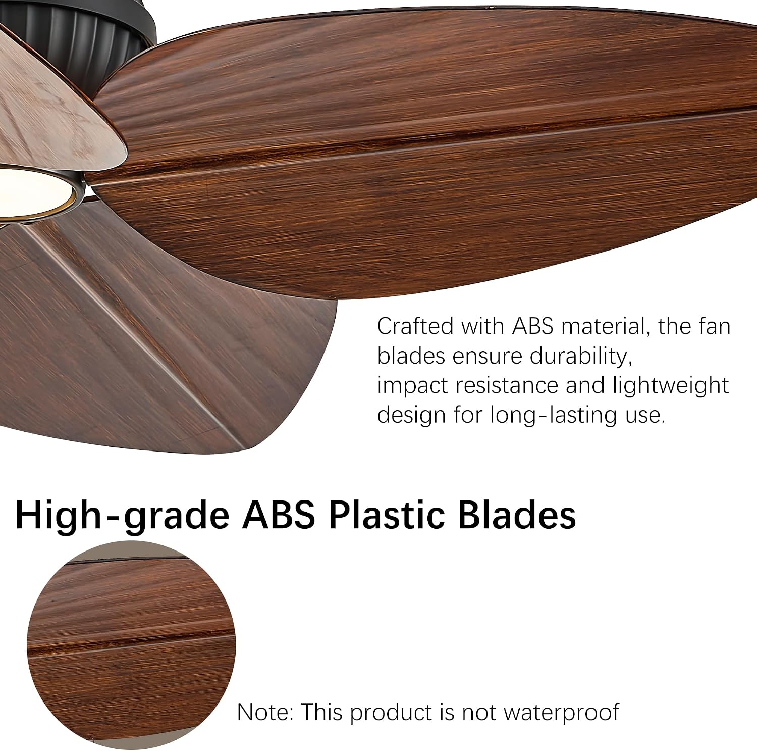 52' Ceiling Fan, Tropical Ceiling Fans with APP and Remote Control, Indoor Palm Leaf Ceiling Fans with Lights for Living Room Bedroom Patios, Dimmable(Walnut)