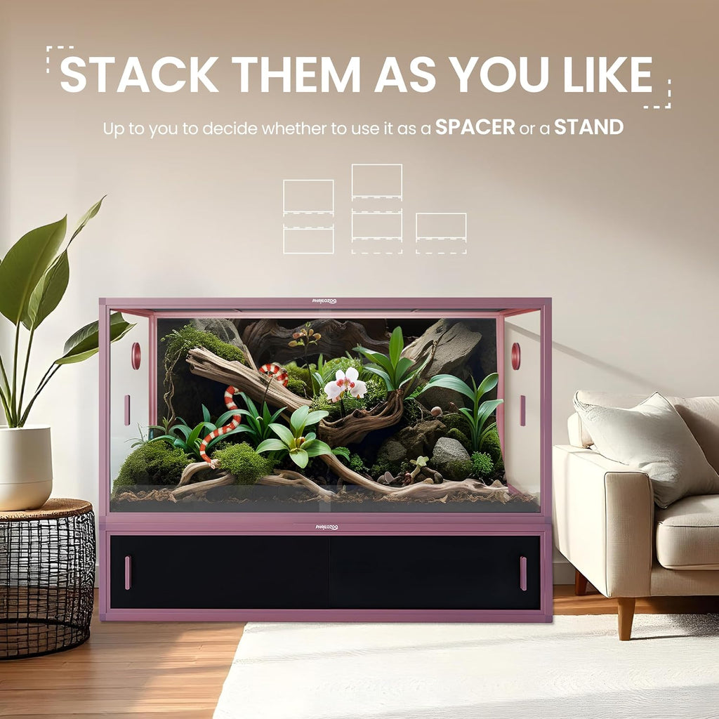 Phailozoo Reptile Terrarium 48' Spacer Cabinet, Bearded Dragon Tank Accessories Spacer, Only for Phailozoo 85/120 Gallon Snake Enclosure, Reptile & Amphibian Enclosure Stand, 48'x 24' x 10'