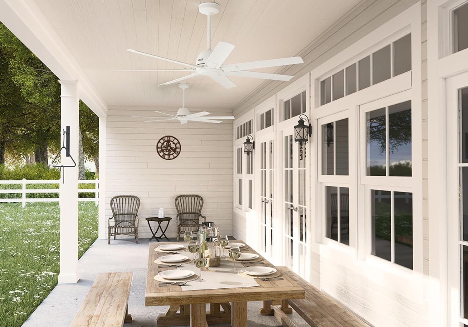 Hunter 60' Downtown Indoor/Outdoor Ceiling Fan, Wall Control, Matte White | ENERGY STAR fan is 64% more efficient, with SureSpeed high-velocity airflow for great rooms, lofts, or covered porches.