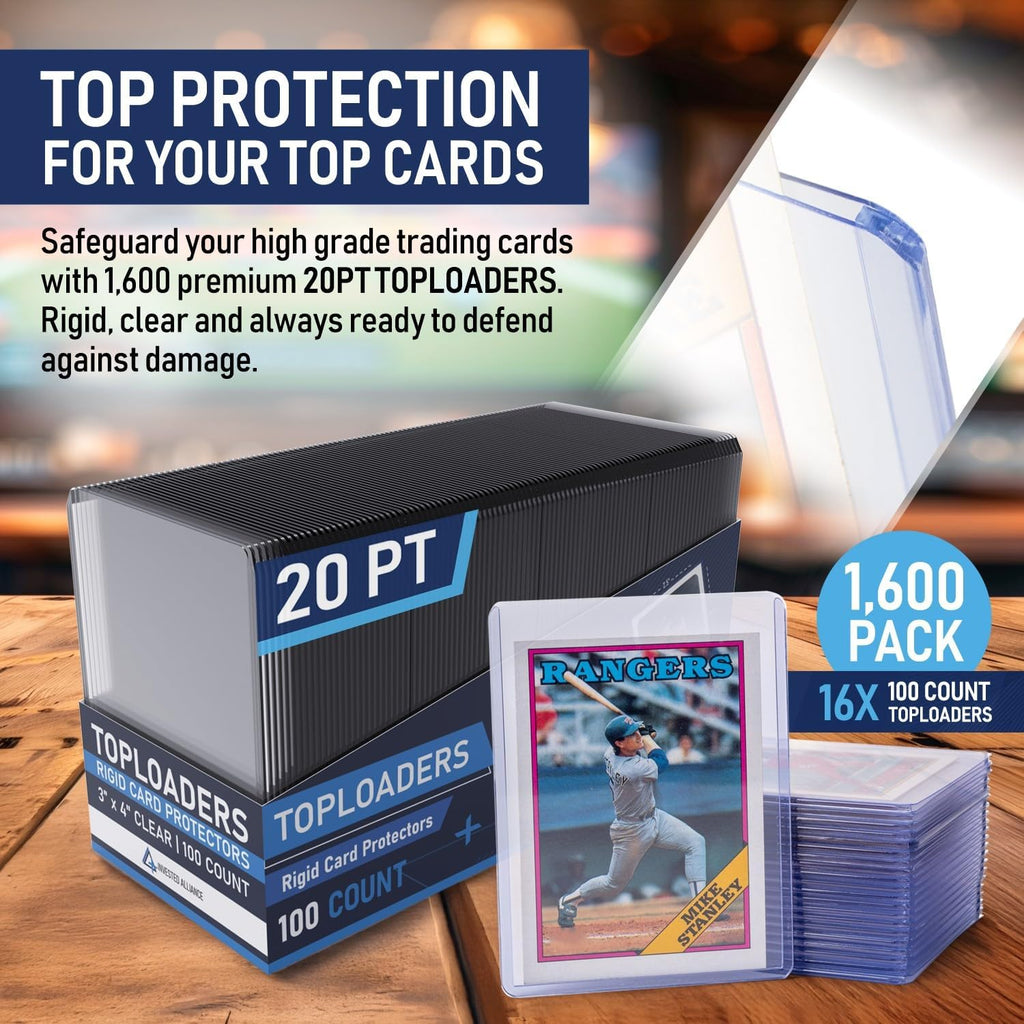Premium Seamless 20PT - 360PT Thick Top Loaders for Cards | Top Loader Card Holder, Baseball Card Sleeves Hard Plastic, Hard Trading Cards Sleeves, TCG Sports Sleeve Hards, Toploader Clear Plastic.