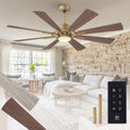 Parrot Uncle 60 inch Ceiling Fan with Lights, Farmhouse Gold Ceiling Fan and Remote for Living Room Bedroom, 2 Color Blades, 6 Speeds, ETL