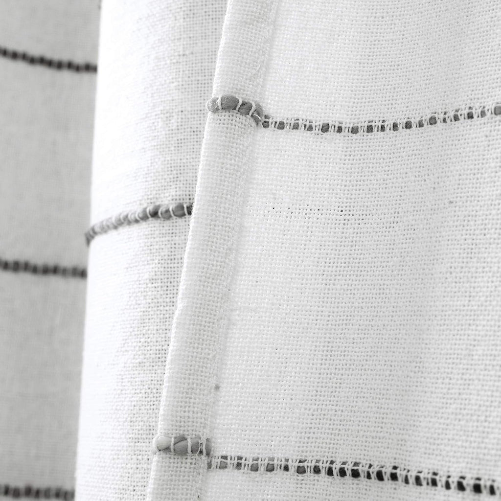 Lush Decor Ombre Stripe Yarn Dyed Cotton Window Curtain Panels, 40' W x 84' L, Gray - Drapes - Light Filtering Curtains for Living Room - Striped Curtains (Pack of 16)