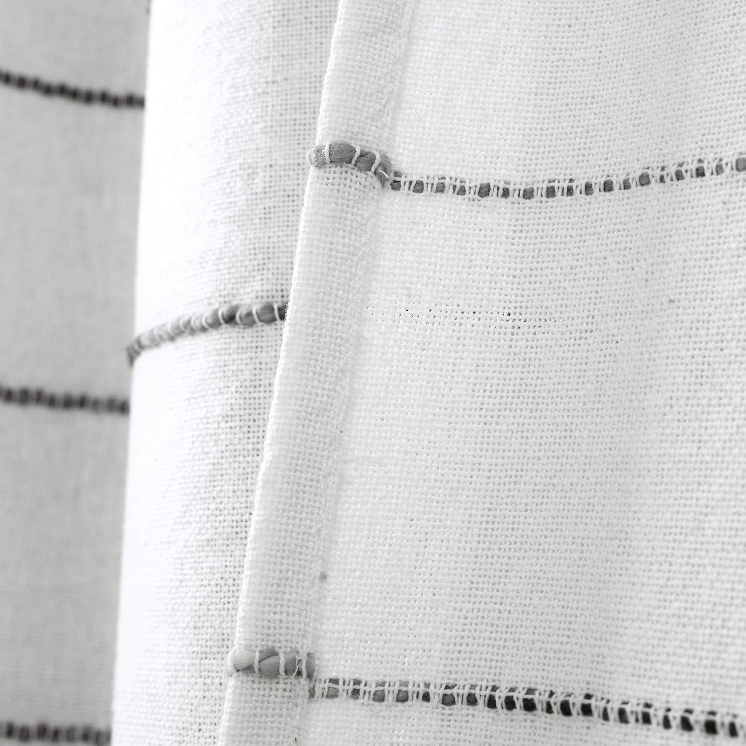 Lush Decor Ombre Stripe Yarn Dyed Cotton Window Curtain Panels, 40' W x 84' L, Gray - Drapes - Light Filtering Curtains for Living Room - Striped Curtains (Pack of 16)