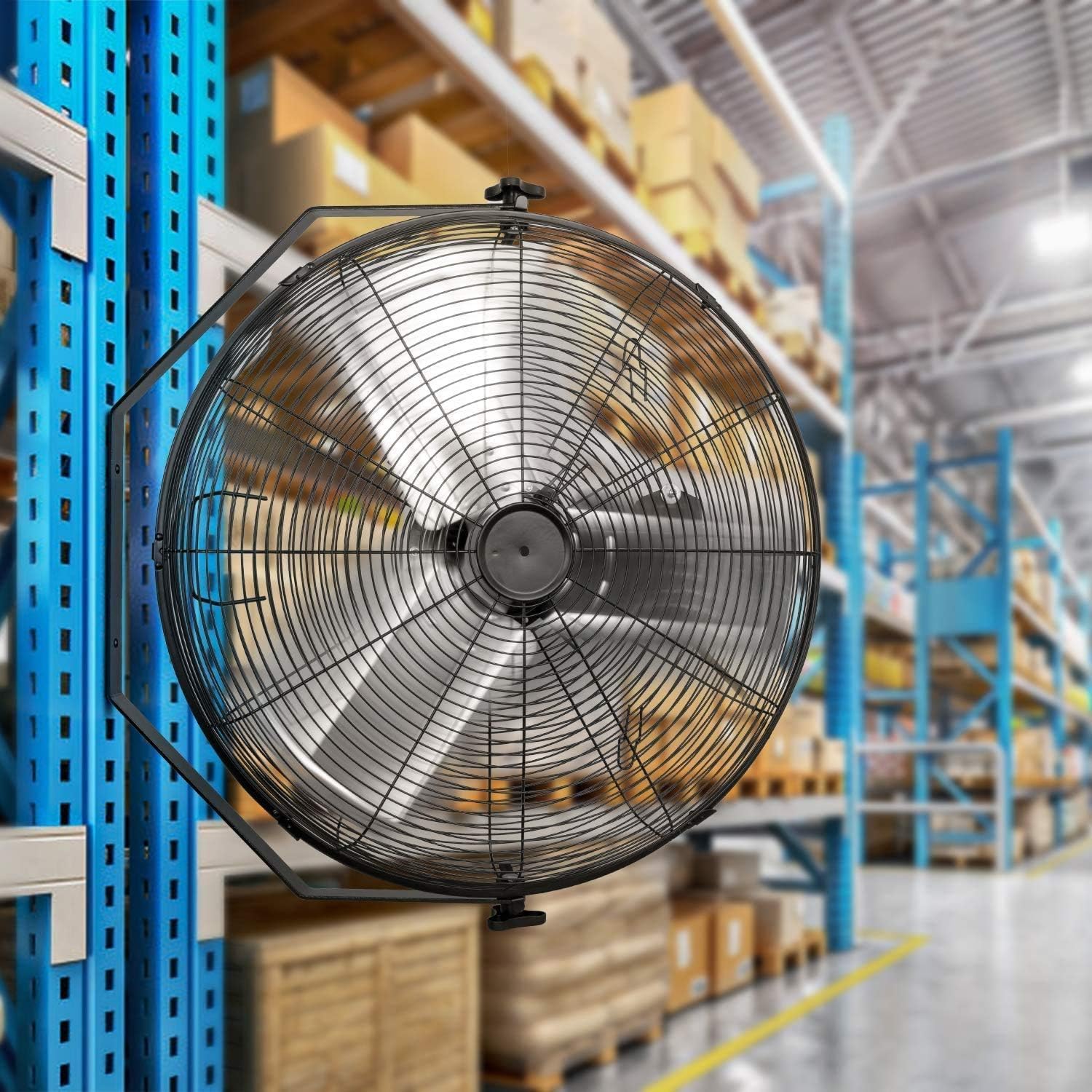 Simple Deluxe 24 Inch Industrial Wall Mount Fan, 3 Speed Commercial Ventilation Metal Fan for Warehouse, Greenhouse, Workshop, Patio, Factory and Basement - High Velocity, black