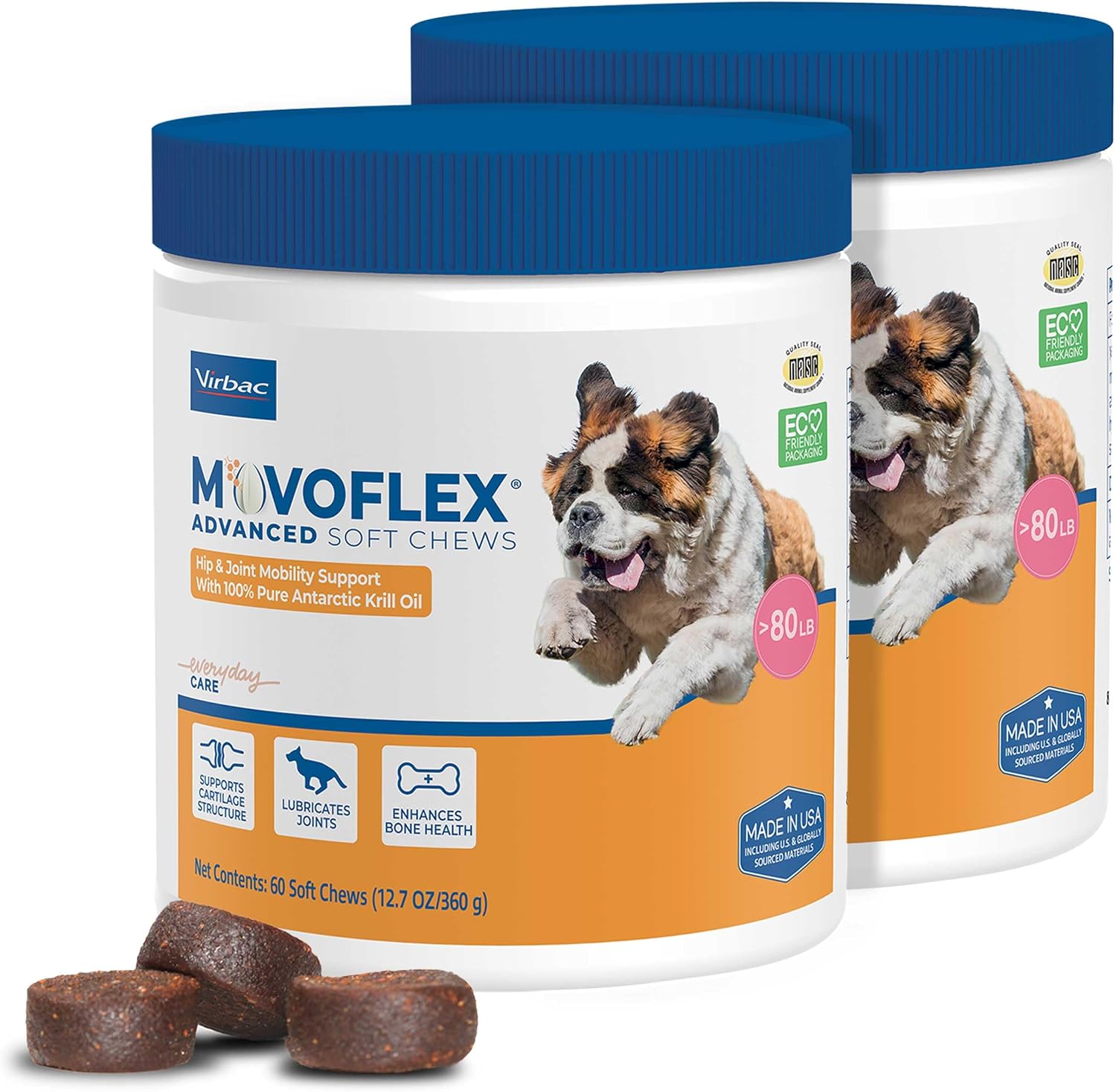 MOVOFLEX Advanced Soft Chews Hip and Joint Support Supplement for Large Dogs - 120 Count by Virbac