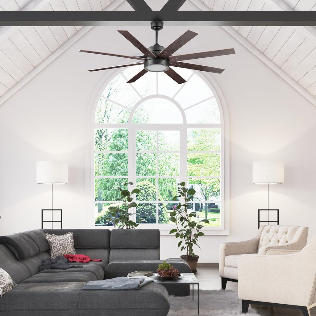 Honeywell Ceiling Fans Xerxes Modern 62 Inch Ceiling Fan with Light, Remote Control Fan, LED Indoor Fan with 8 Blades, Dark Elm and Rough Pine Blade Finish Options, Bronze (50609-01)