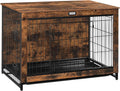 HOOBRO Dog Crate Furniture, 38.6' Large Dog Kennel Indoor, Wooden Cage with Pull-Out Tray, Double Doors Pet House Side End Table for Large/Medium/Small Dogs, Rustic Brown BF982GW03G1