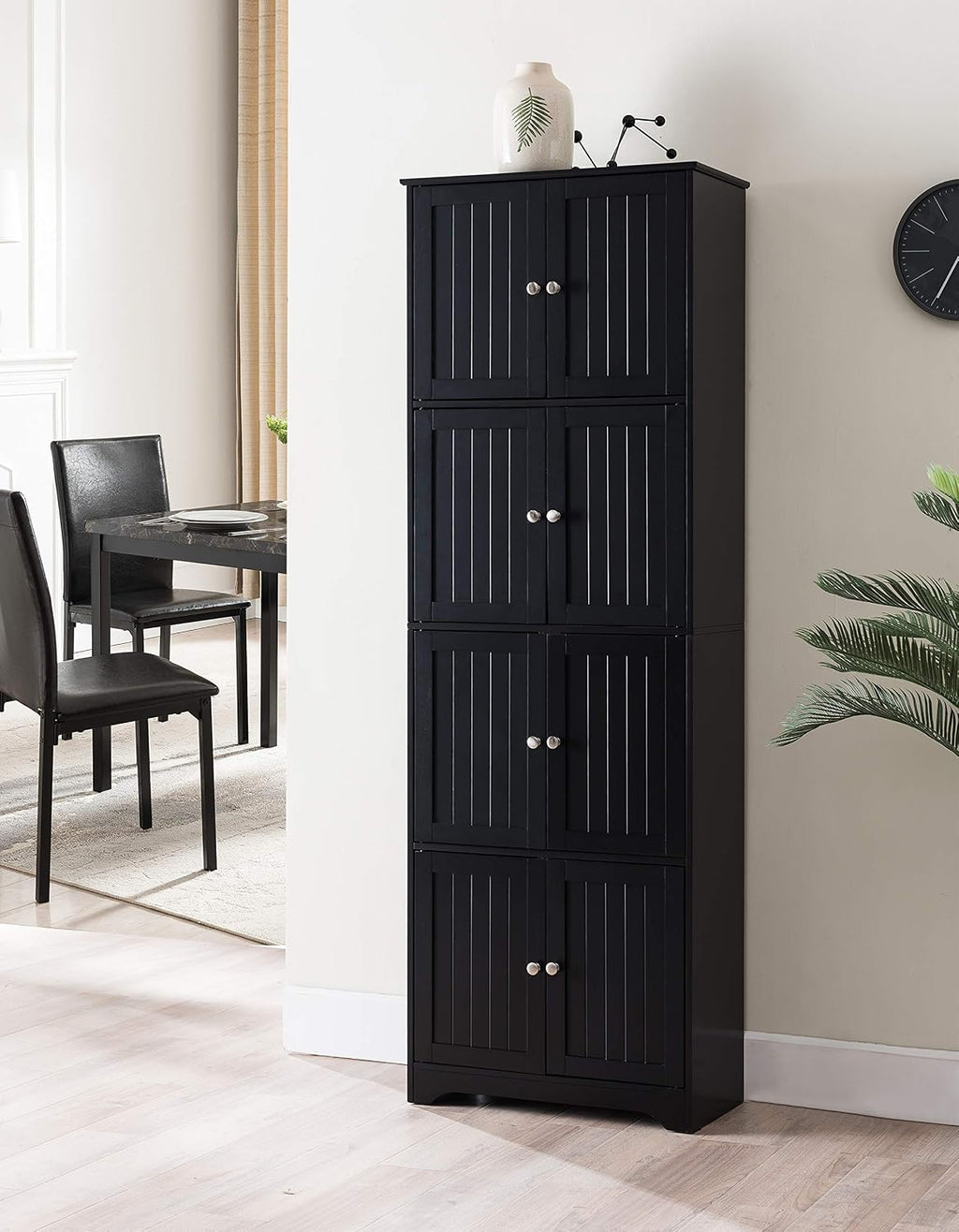 Kings Brand Furniture - Lyons 4-Tier 68' Kitchen Pantry Storage Cabinet with 8 Doors, Black