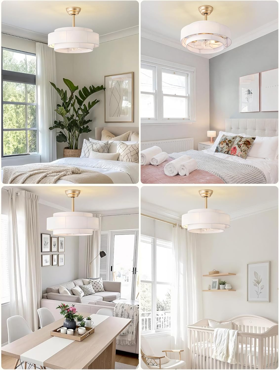 20' Boho Fandelier Ceiling Fan with Light, Caged Gold Fandelier Ceiling Fans with Lights Remote Control with 6 Speeds for Bedroom, Nursery, Living Room