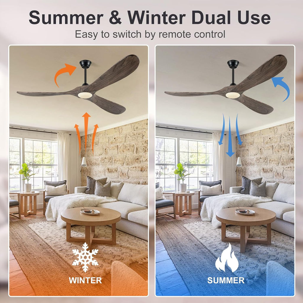Eliora 52 Inch Ceiling Fans with Lights, Wood Outdoor Ceiling Fan for Patio and Remote Control Rustic Propeller Large Ceiling Fans with Light Farmhouse Indoor Quiet High cfm, Deep Brown
