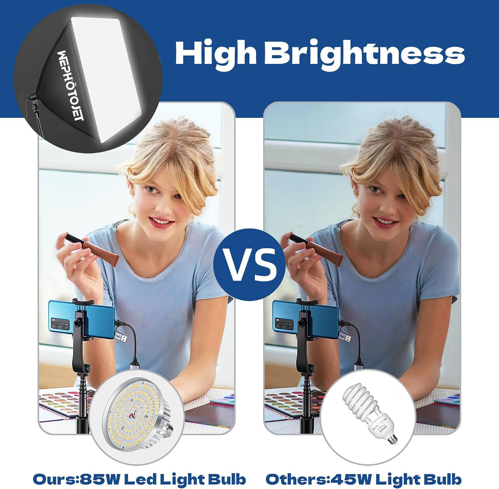 Photography Softboxes Kit with 6.6x10ft Backdrop Stands, 5 Tripod Stands, 3 Color Background Screen, Softbox with 85W Led Bulb, Photo Studio Equipment for Video Shoot, Product & Portrait