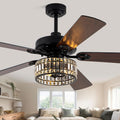 Bella Depot 60' Vintage Black Ceiling Fan with Light, Large Crystal Chandelier Fan Fandelier Fan with 6-Speeds, Quiet Reversible DC Motor, for Bedroom, Living Room