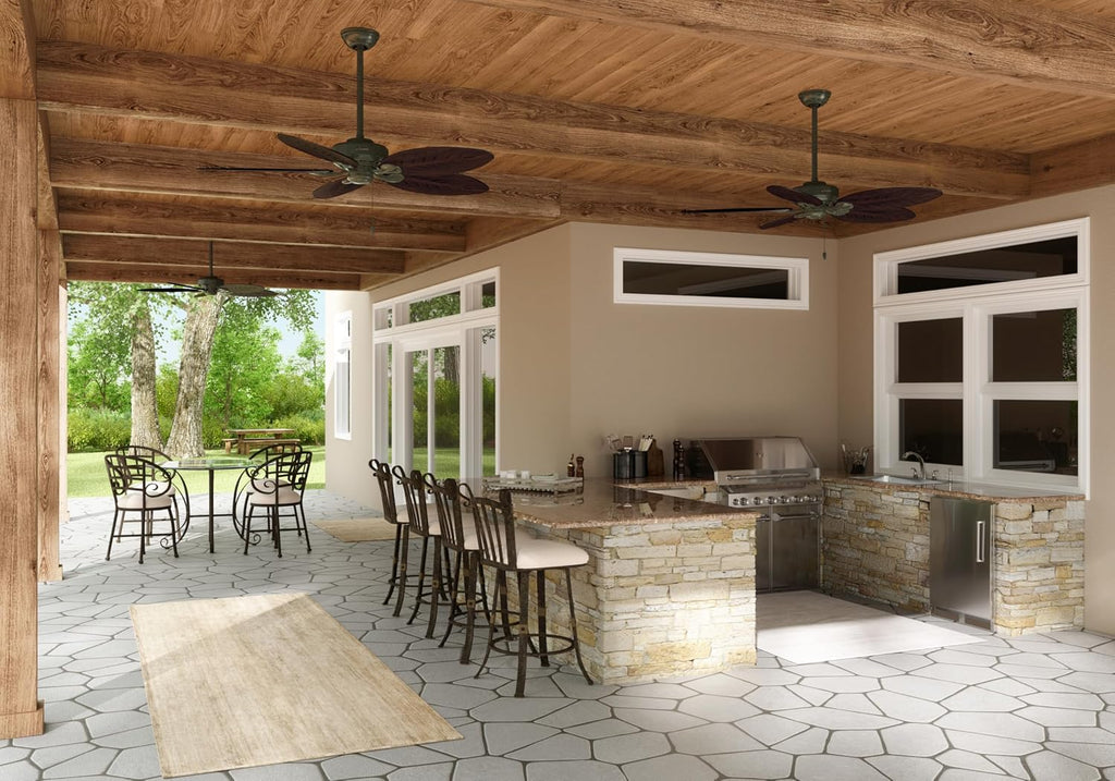 Hunter 54 inch Outdoor or Indoor Ceiling Fan No Light - Ceiling Fan without Light, For Patio, Porch, Garage, or Living Room, Standard Mount, 5 Blades, Pull Chain - Bayview 50473, Provencal Gold