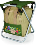 Picnic TIME Star Wars The Mandalorian Grogu Gardener Folding Seat with Tools, 5 Piece Garden Tool Set with Folding Stool and Detachable Tote Organizer, (Olive Green with Beige Accents)