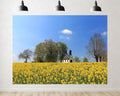 Trykid 20x10ft Yellow Rapeseed Field Backdrop Small Chapel Clear Blue Sky Photography Background Spring Festival Country Wedding Tapestry Party Decoration Photo Studio Prop Fabric