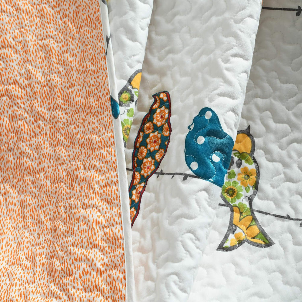 Lush Decor Rowley Birds Reversible Throw Blanket, 50' W x 60' L, Multi - Throw Blankets for Bed - Couch Blanket - Farmhouse_Throw_Blanket for Couch (Pack of 8)