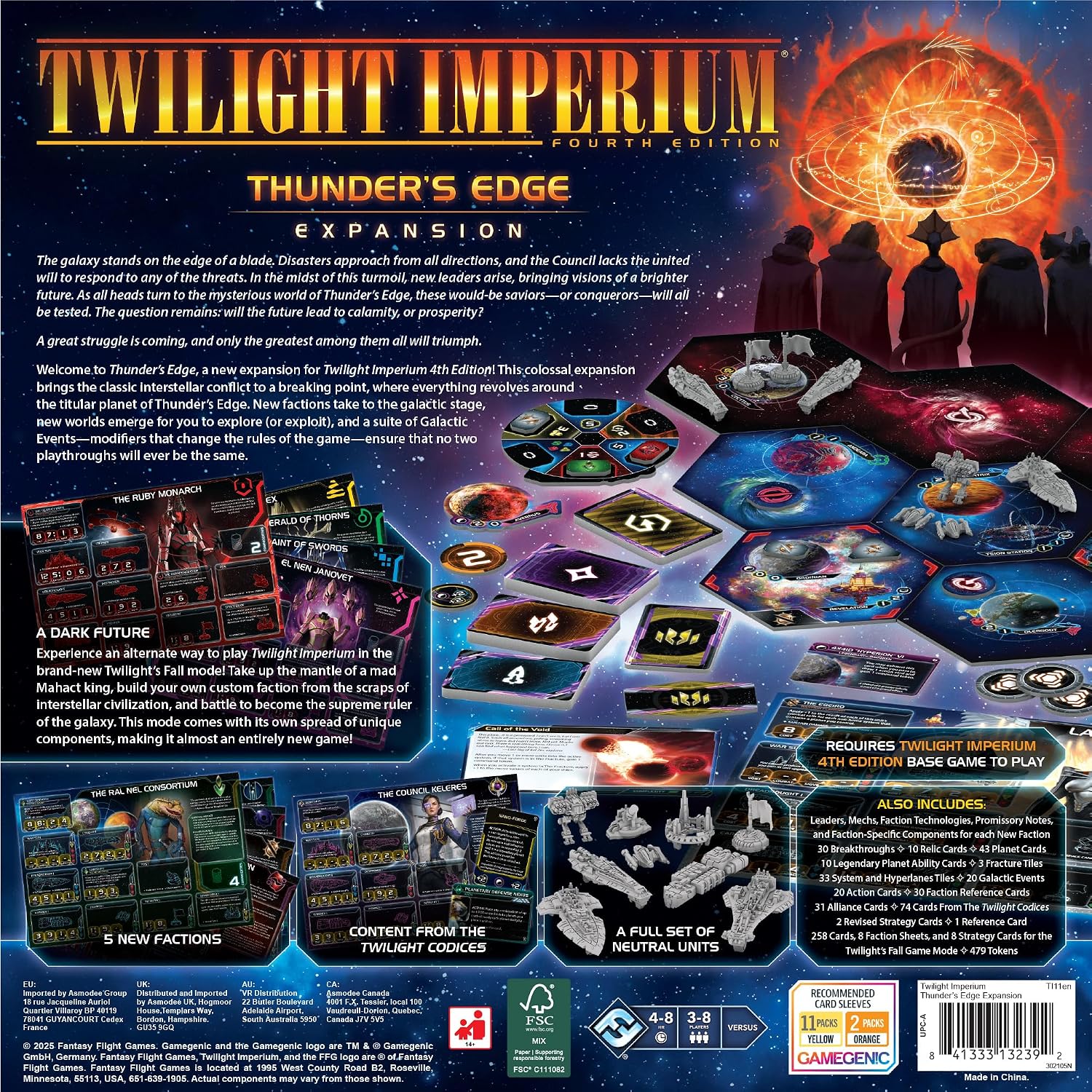 Asmodee Twilight Imperium: Thunder's Edge Board Game Expansion - New Factions, Planets, Galactic Events & Game Mode, Sci-Fi Strategy Fun for Adults, Ages 14+, 3-8 Players, 4-8 Hour Playtime