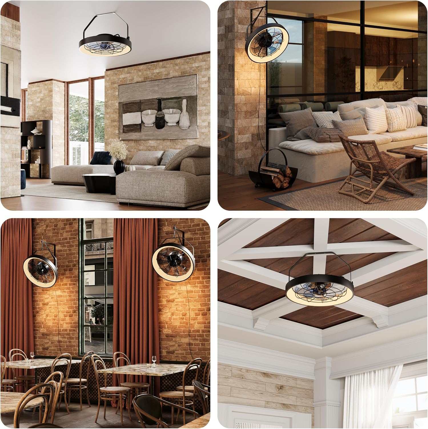 20' Wall Mount Fan with Light | Plug in - 3CCT Dimmable LED, 6-Speed, Smart Remote & APP Control, Ceiling & Wall Mount，Indoor & Outdoor for Patio, Garage, Living Room, Workshop（Metal Frame）