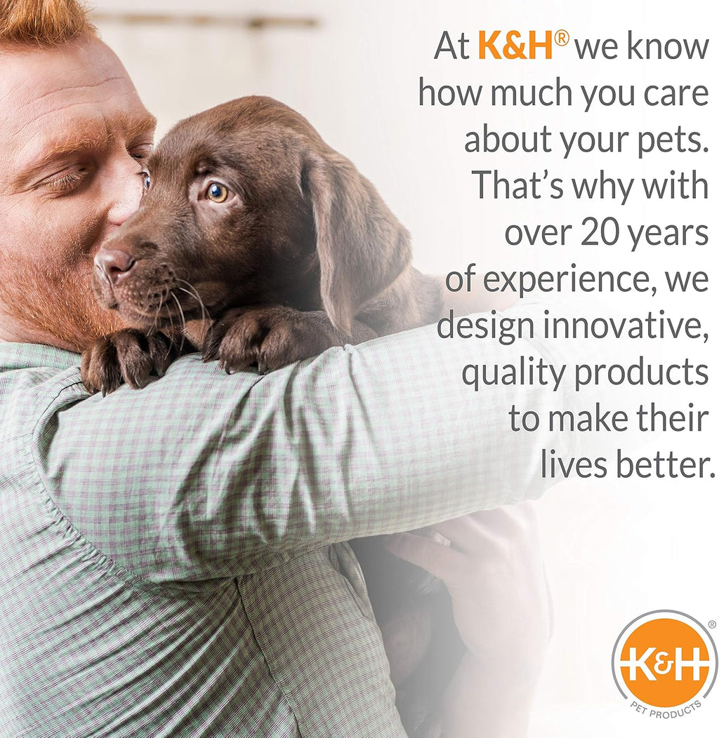 K&H Pet Products Heated Dog Bed Indoor, Thermo-Snuggly Sleeper with Removable Waterproof Heated Pad, Calming Pillow Pet Bed, Machine Washable, Safety Listed - Medium 26 X 20in Sage/Tan