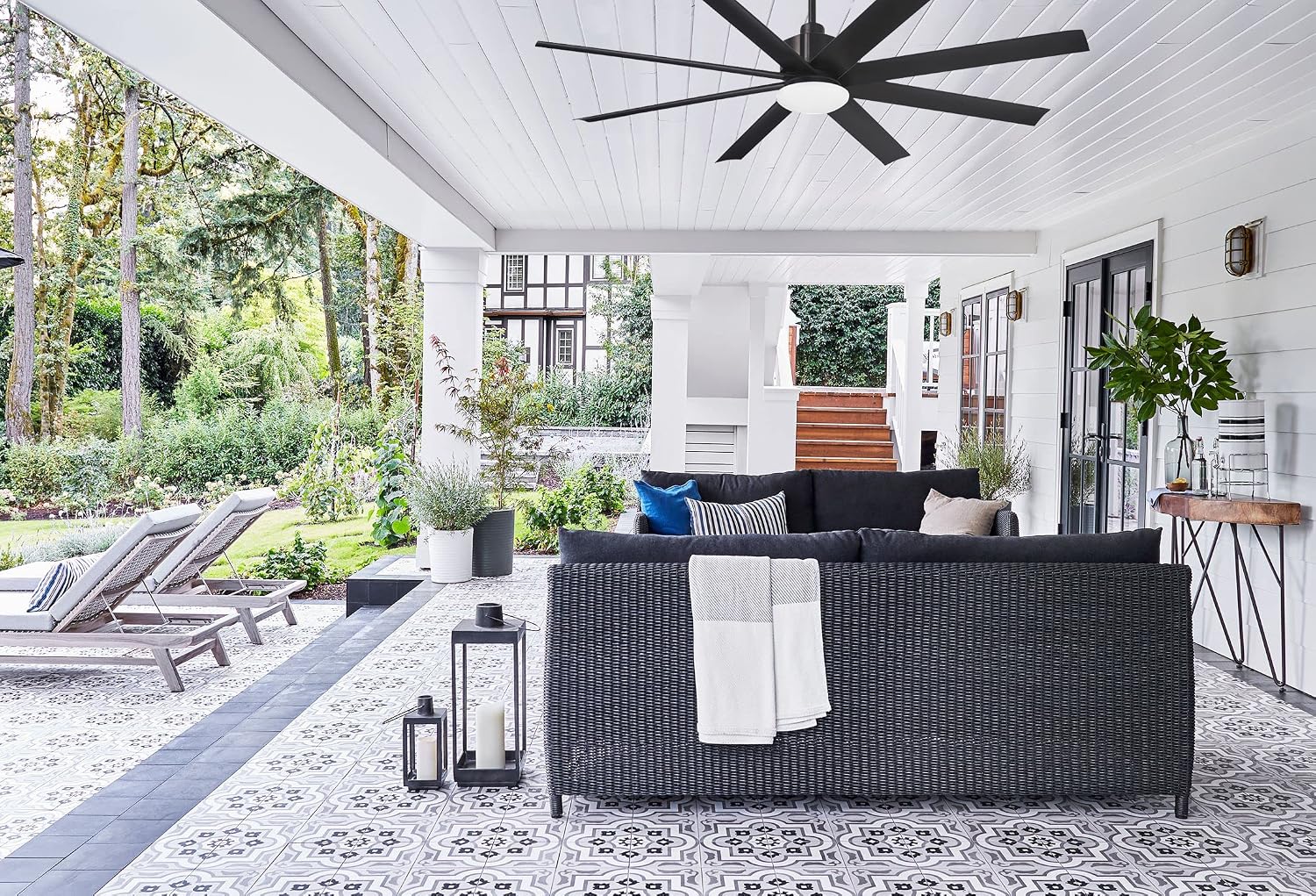 MINKA-AIRE F888L-CL Slipstream 65 Inch Outdoor Ceiling Fan with Dimmable LED Light and DC Motor, Coal