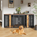 kepptory 67' Corner Wooden Dog Crate Furniture with Diamond Metal Decoration, Pet Kennel for Small, Medium and Large Dogs, Space-Saving Dog Cage for TV Stand(Brown)