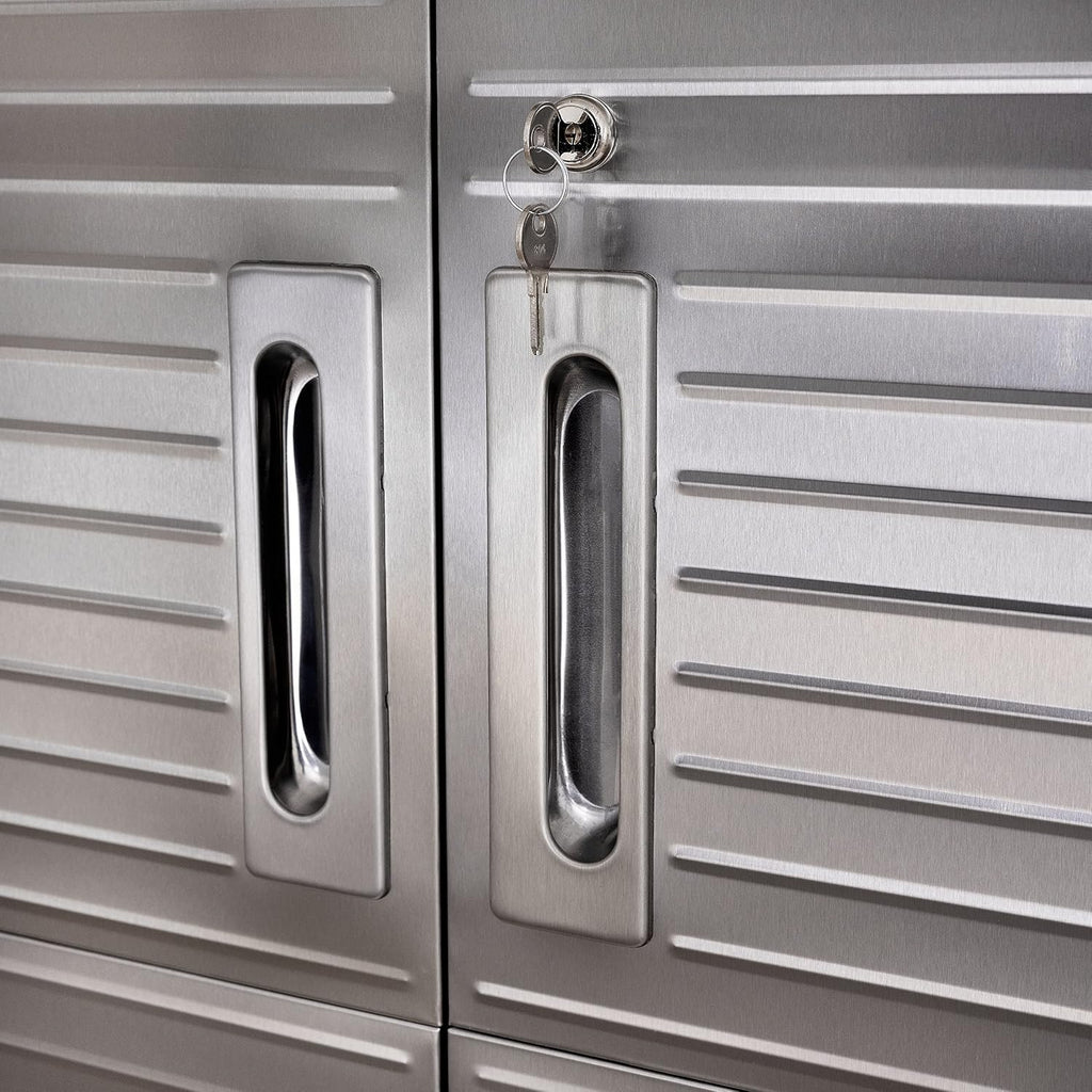 Seville Classics UltraHD Solid Steel Rolling Lockable Metal Storage Cabinet Locker Organizer, w/Adjustable Shelves for Garage, Warehouse, Office, Classroom, Graphite, 36' W x 18' D x 72' H
