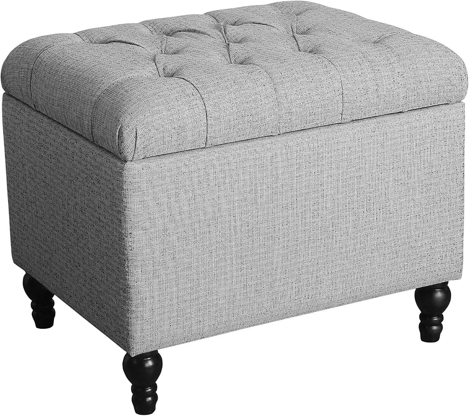 HomePop 24' Button Tufted Storage Ottoman - Pewter Gray